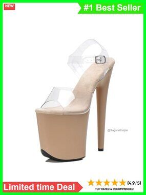 Women's 8 Inch Clear Exotic High Heel Platform Sandal Stiletto Pole Dance Shoes